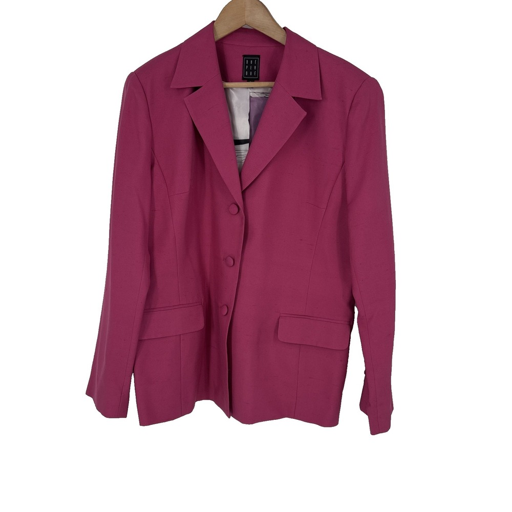 Due Per Due Women Silk Blazer 16 Pink Classic Luxury Career Church Easter Resort